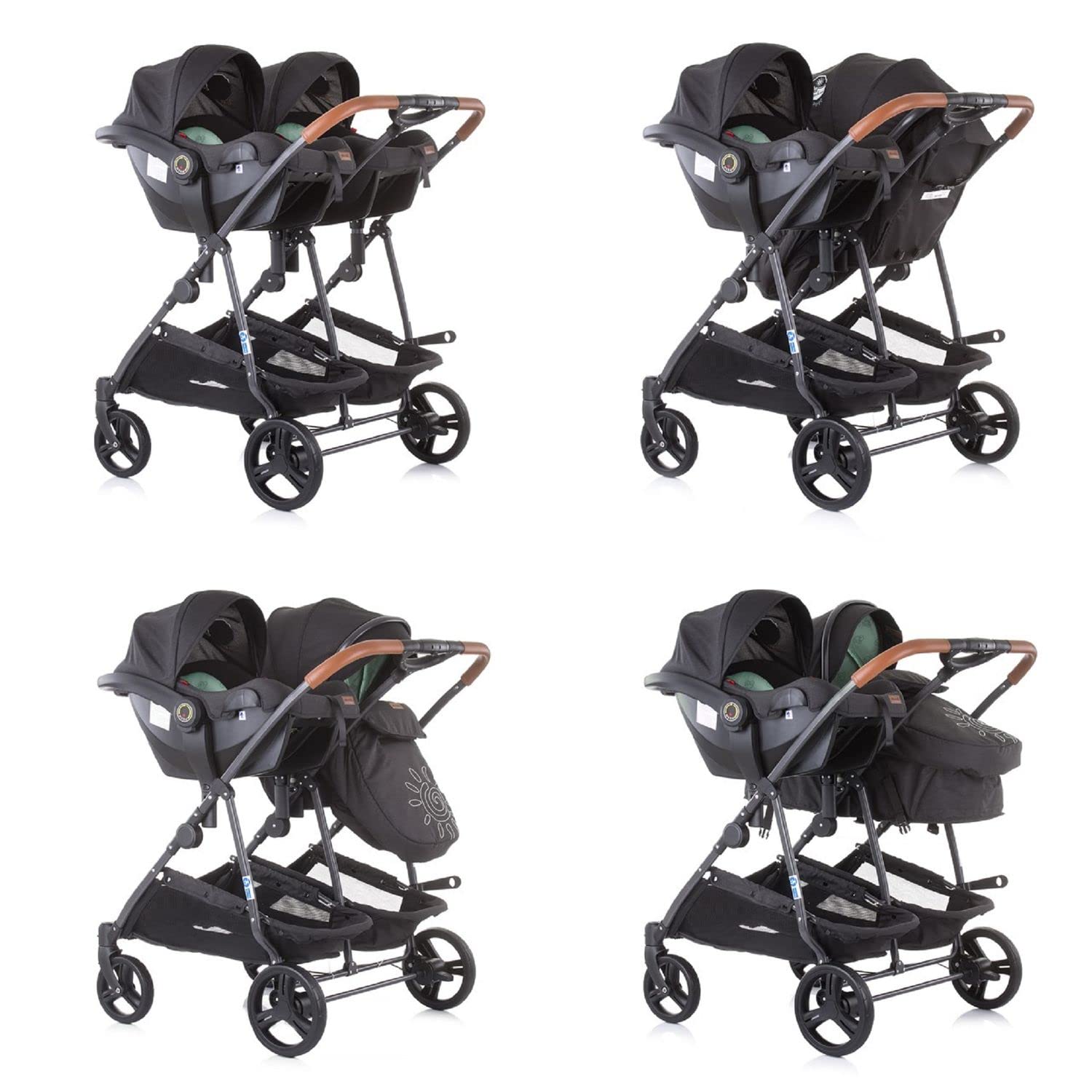 Chipolino Duo Smart Group 0+ Baby Seat (0-13 kg) Sun Canopy Foldable Cushion Colour: Green