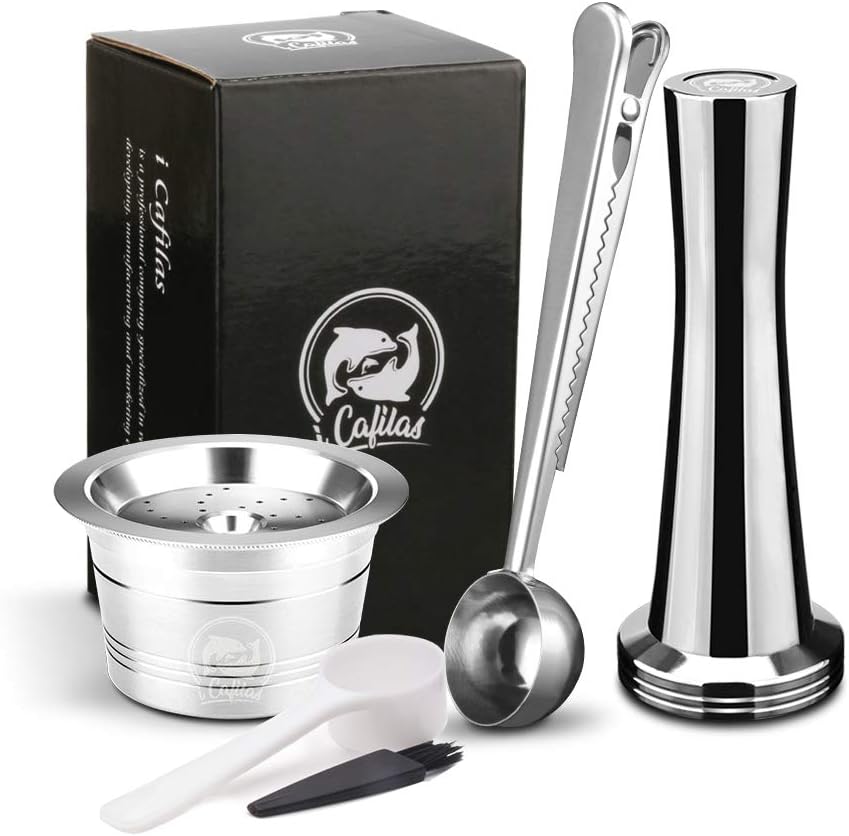 i Cafilas Refillable Coffee Capsule Filter Refillable Reusable Capsule Adapter K-fee TCHIBO (Coffee Capsule + Tamper + Spoon)