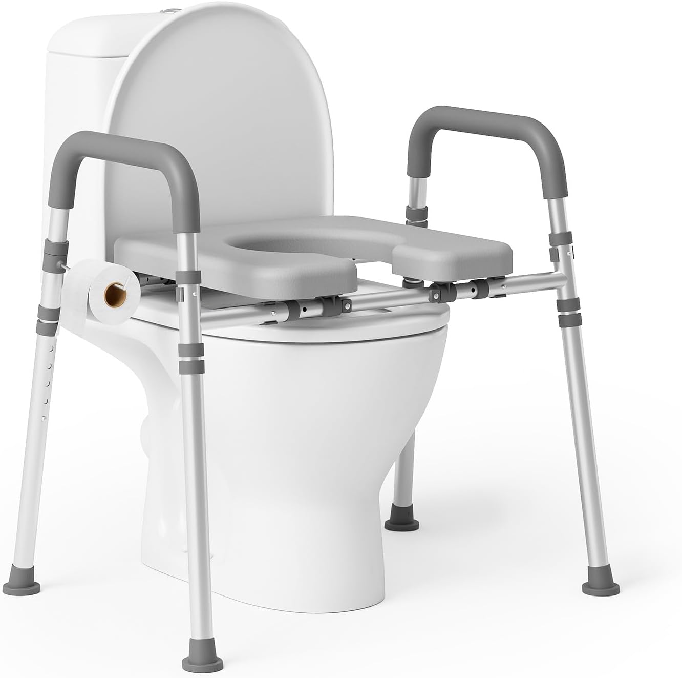 Loyoda Toilet Seat Raisers for Seniors, Height Adjustable Toilet Seat Raiser Device with Handles and Raised Toilet Seat for Disabled People with a Load Capacity of 400 Pounds