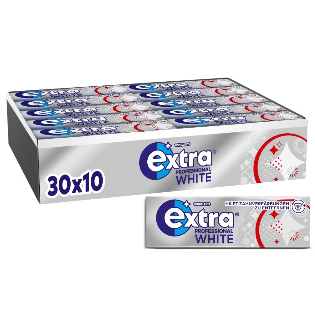 EXTRA Store Extra Professional White, Sugar-Free Chewing Gum, Multipack with 30 x 10 Dragees, For Fresh Breath