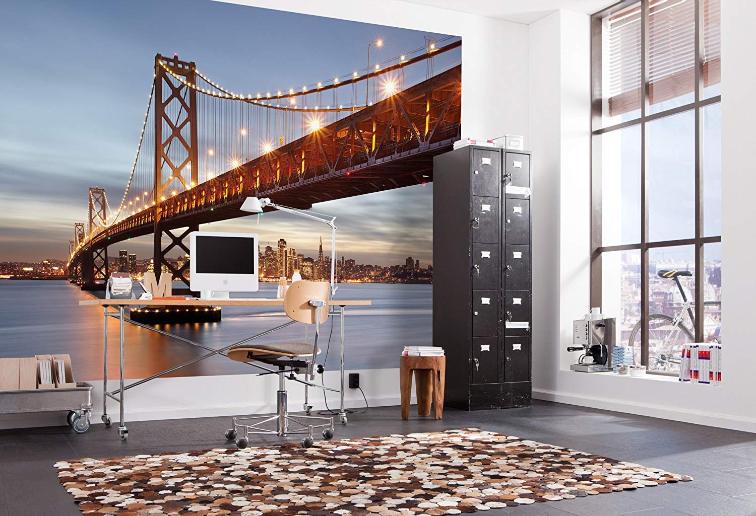 Komar Photo Wallpaper "Bay Bridge", Evening View Of San Francisco Bay, Wallmural 