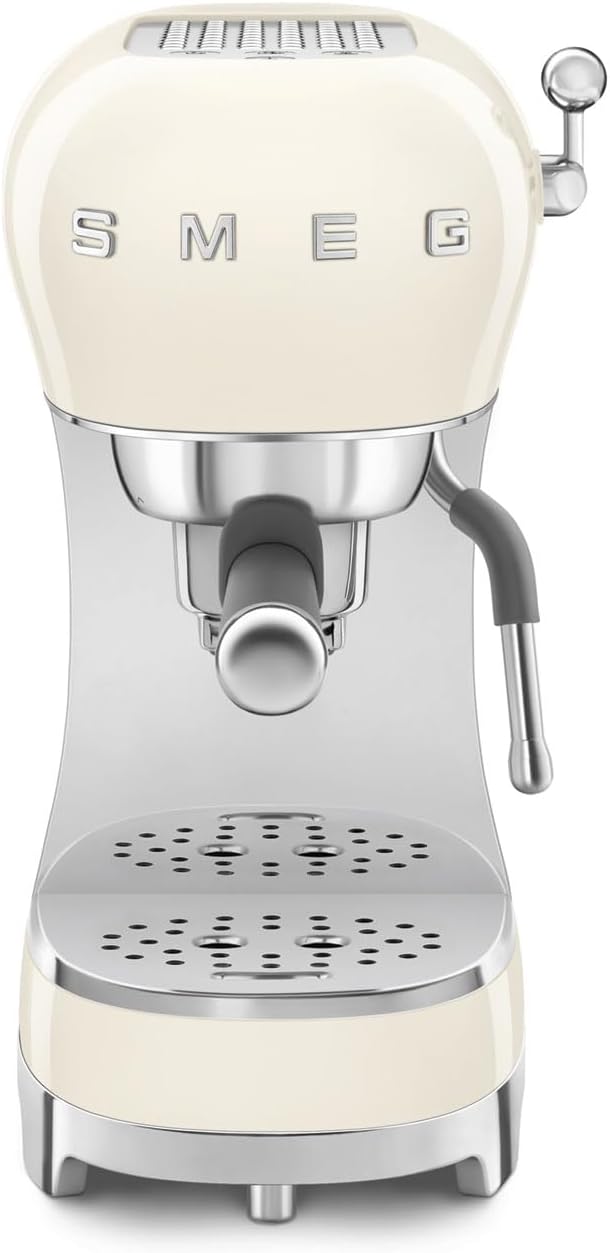 SMEG ECF02CREU Espresso Machine, Plastic, 1 Liter, Cream