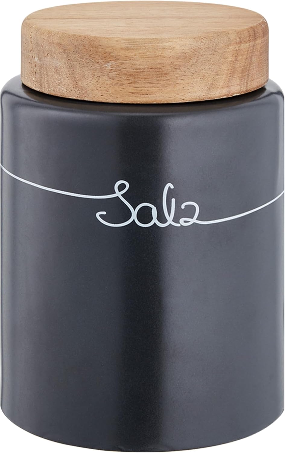 KHG Storage Jars Set Ceramic Anthracite Wood Lid Coffee Container Potato Box Onion, Salt