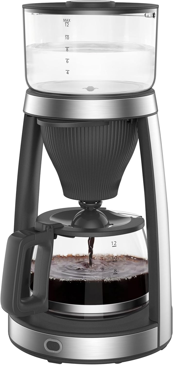 DMS® CM-900 Filter Coffee Machine Coffee Filter Coffee with Glass Jug - 12 Cups, Aroma Function & One Button Operation - Modern Coffee Machine Stainless Steel Design