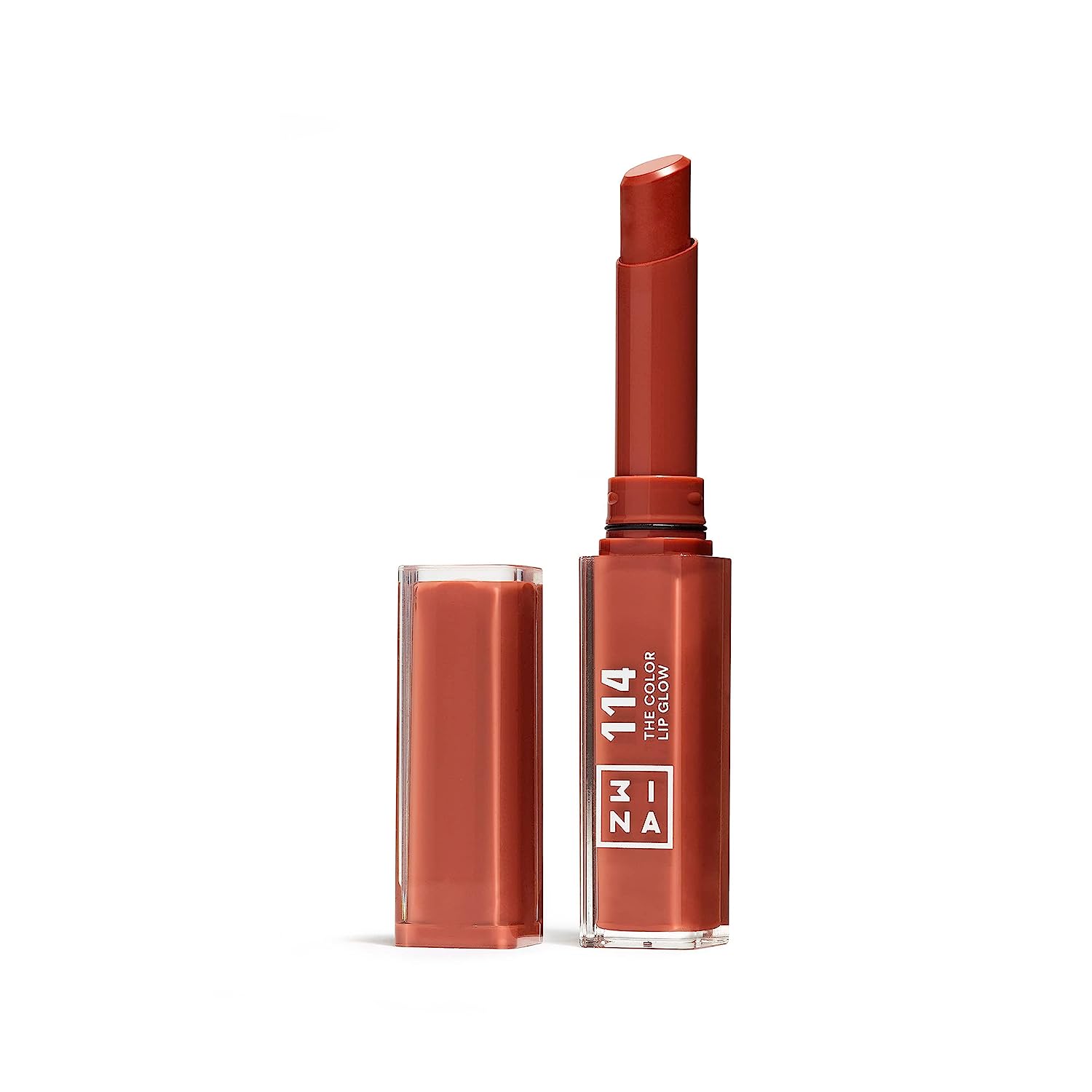 3INA MAKEUP - The Color Lip Glow 114 - Terracotta Brown Lipstick - Glowy Juicy Lip Pen with Vitamin E for Nourishing Lips - Lip Balm Highly Pigmented - Vegan - Cruelty Free