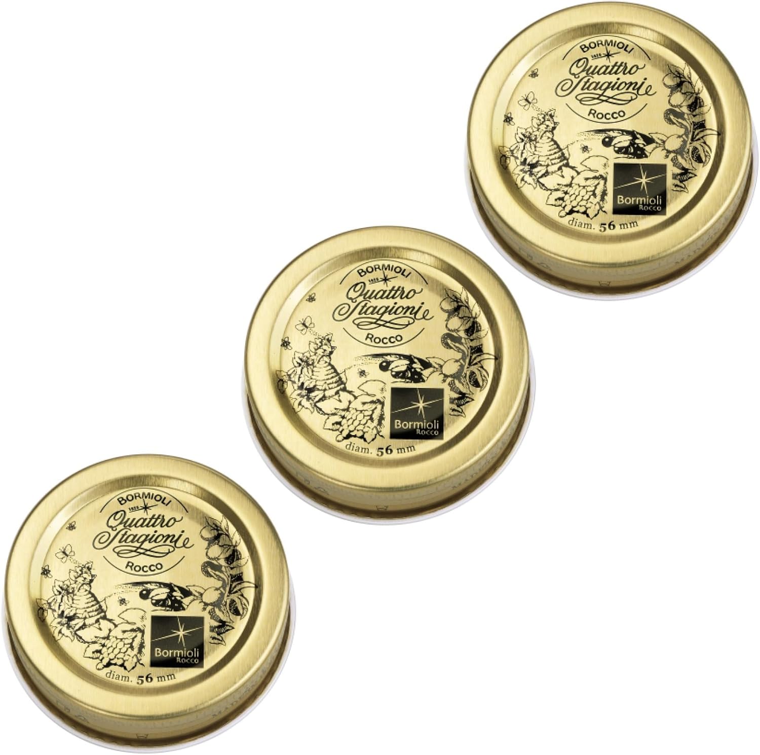Bormioli Rocco - Replacement Lid with Twist-Off Closure - Motif: \"Quattro Stagioni\" - TO 56 mm - 3 pieces