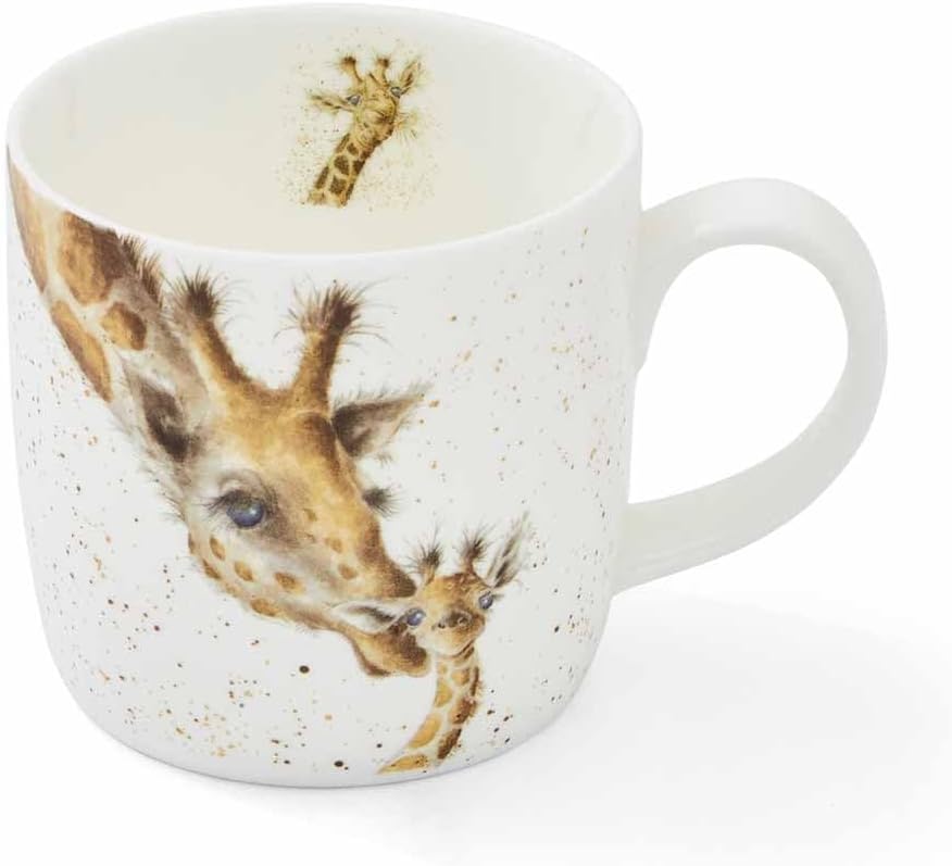 Wrendale by Royal Worcester Mug-First Kiss (Giraffe), Bone China Multi-Colour, 19 x 12 x 8 cm