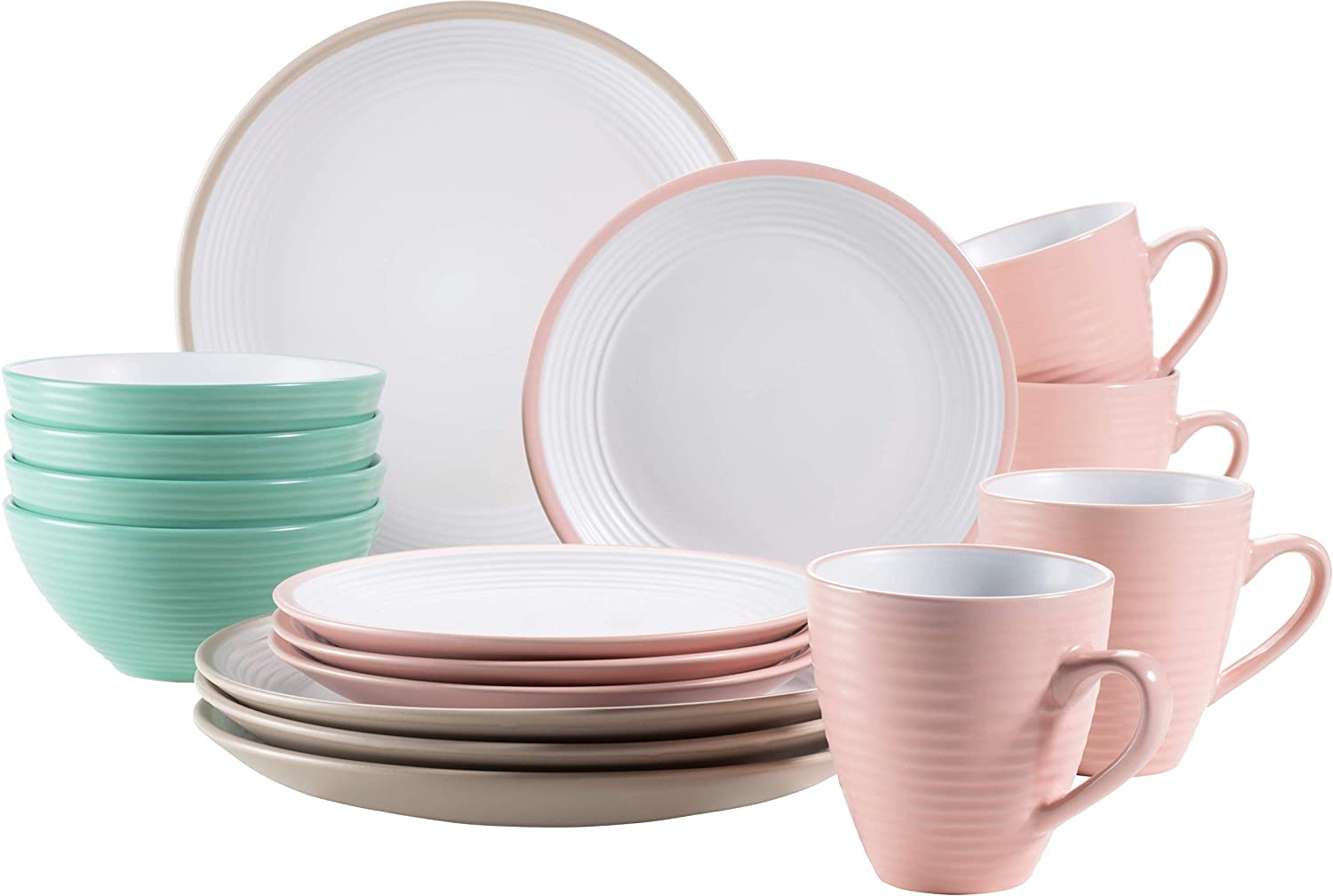 Mäser 931560 Modern Ceramic Crockery Set for 4 People 16-Piece Stoneware