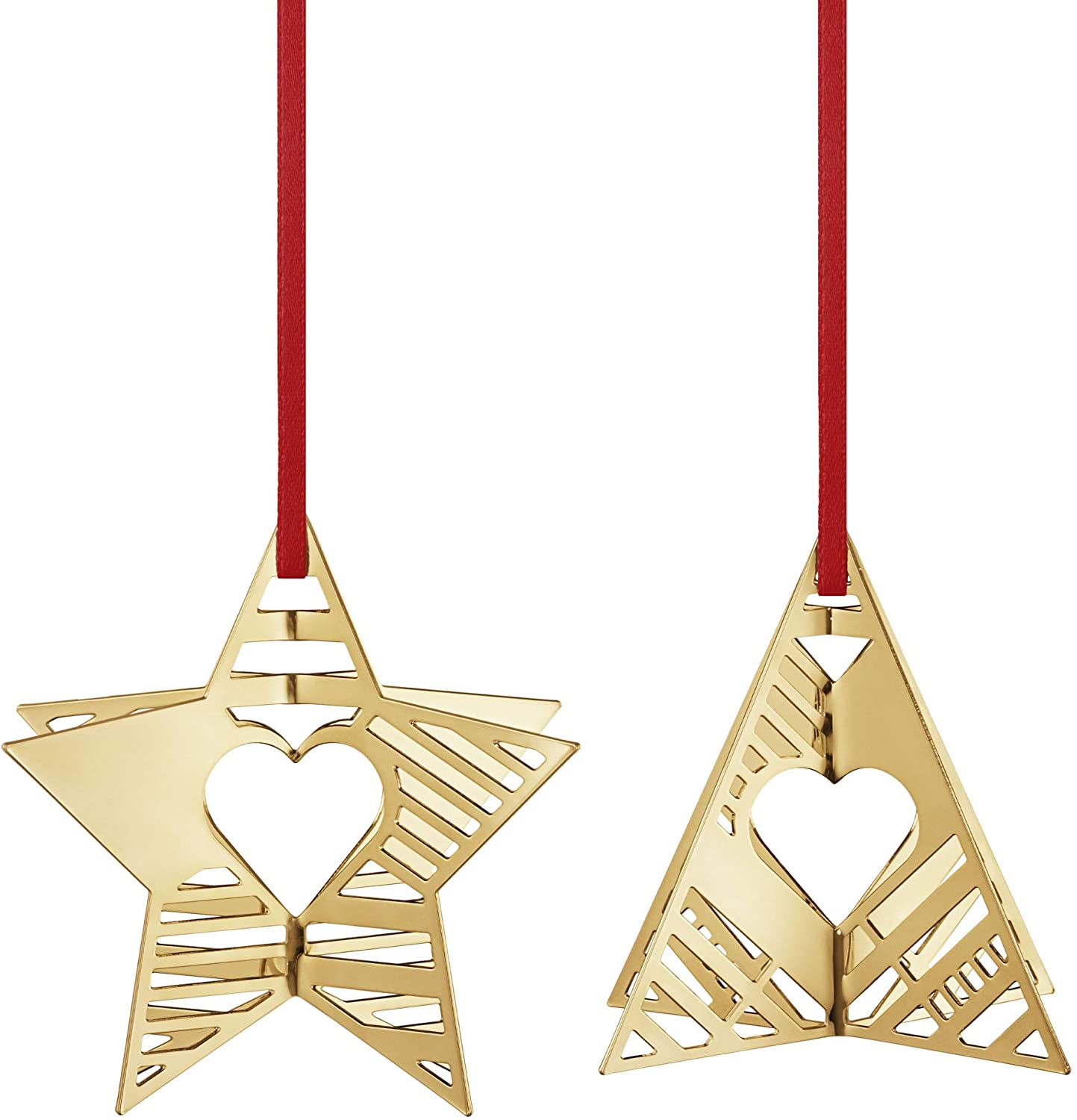 Georg Jensen 2019 Star and Tree Christmas Ornaments - Gold Plated