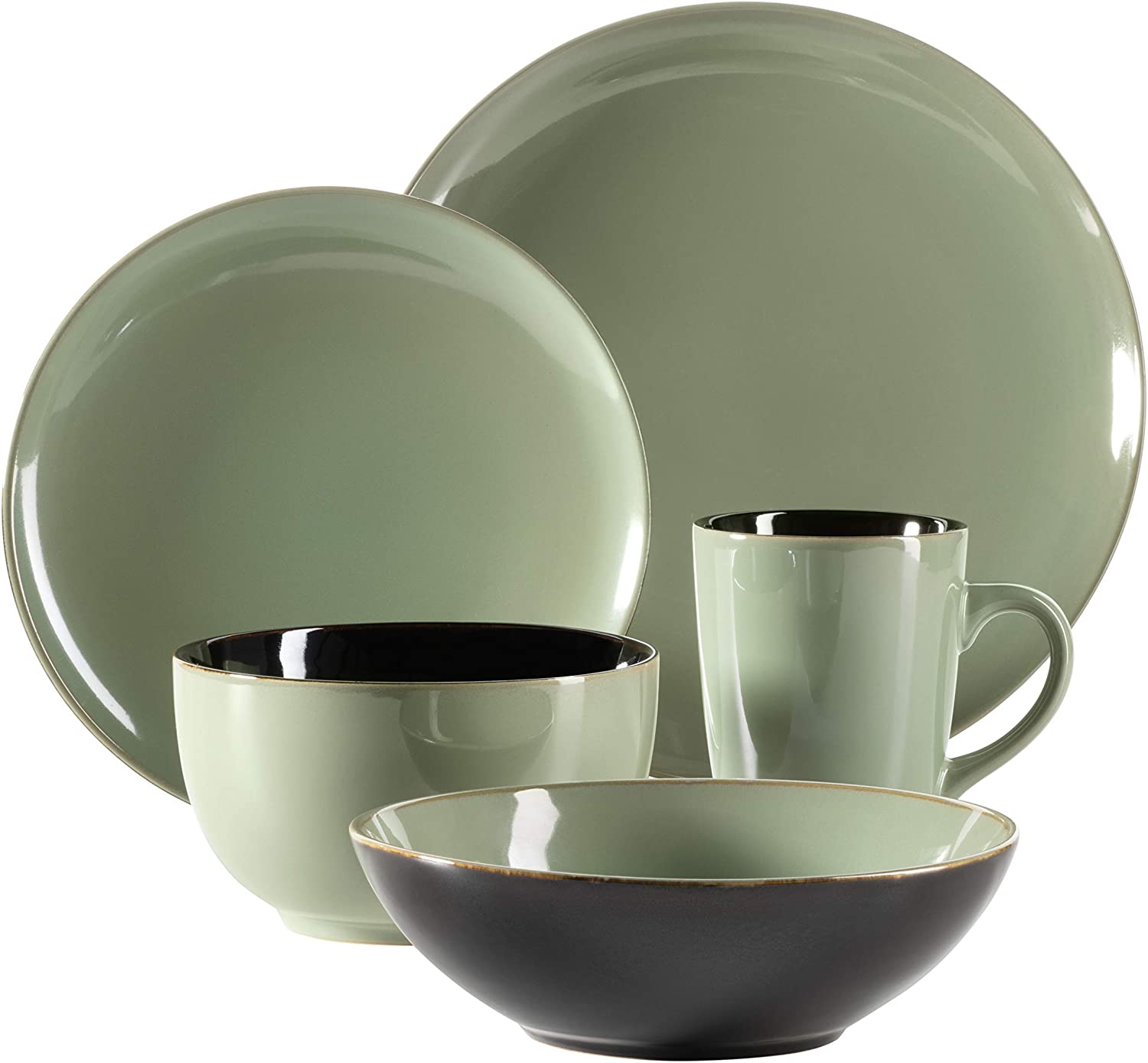 MÄSER Scuro Series Ceramic Crockery Set for 1 People, 5 Piece Crockery Set, Modern and Mediterranean