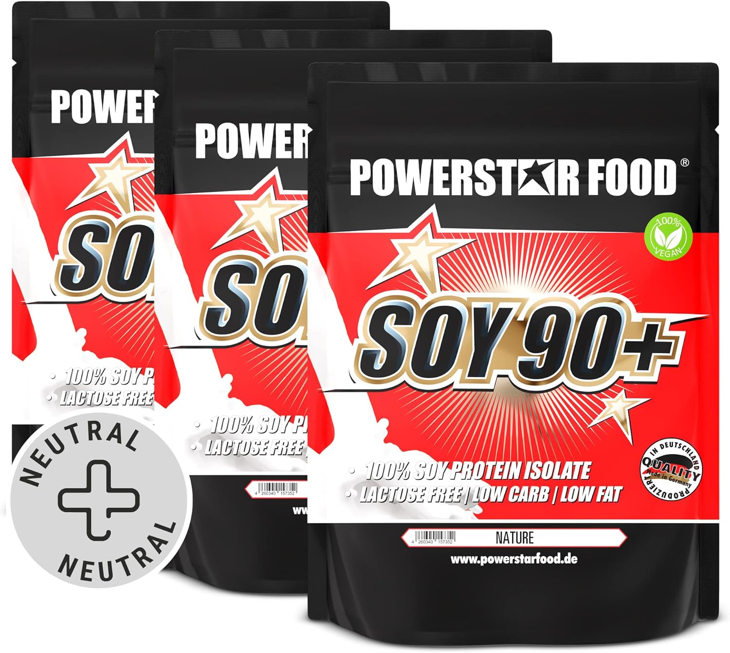 POWERSTAR FOOD Store Incomparable Superb Flavour, Pure Vegan Soy Protein Isolate, Soy 90+, Instantized, Non-GMO and Plant Estrogen Free. 1000 g) Powder, , , 3000g