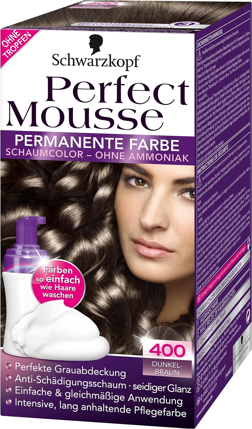 Schwarzkopf Perfect Mousse Permanent Colour Level 3, 400 Dark Brown