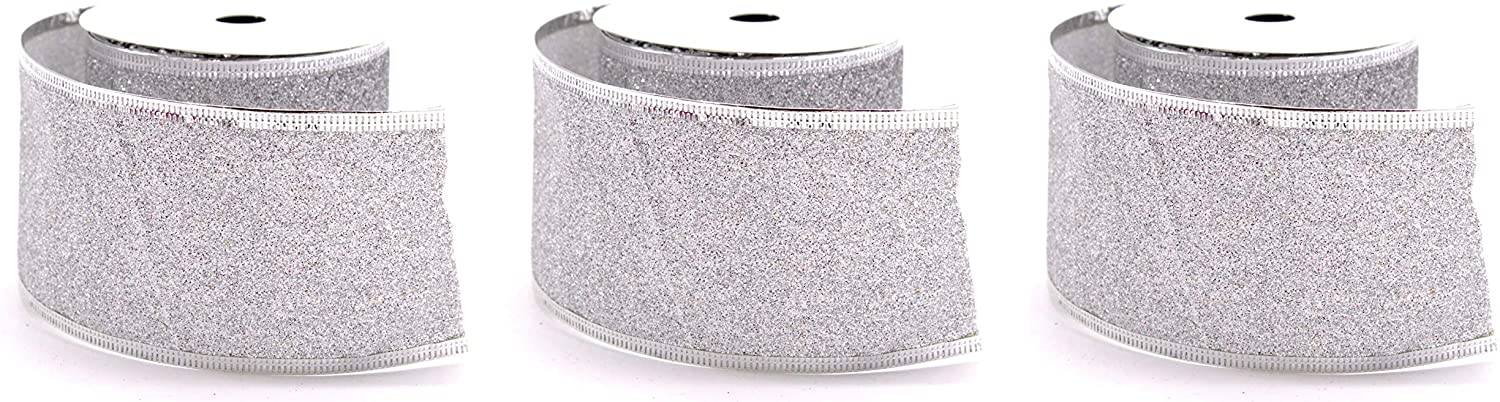 DARO DEKO Daro Decorative Fabric Ribbon 6.3 Cm X 2.70 M In White / Silver / Purple - 