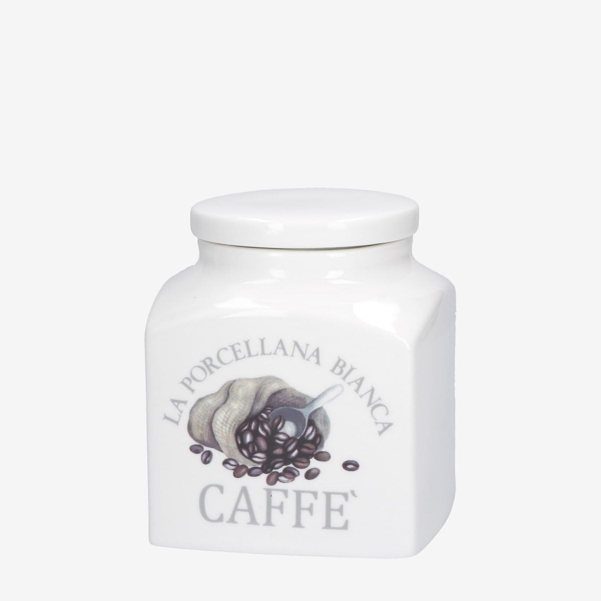 LA PORCELLANA White Porcelain Tin Decorated Coffee Conserva