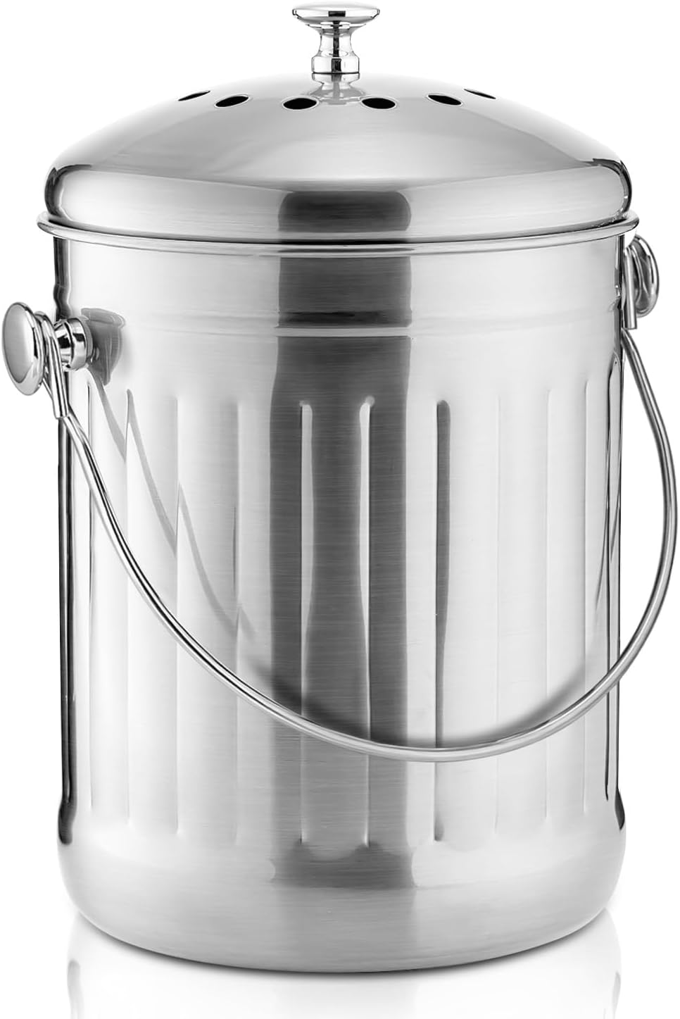 ENLOY Kitchen Countertop Compost Bin, 1.3 Gallon Stainless Steel Indoor Compost Bin for Food Waste on Kitchen Countertop with Carry Handle, Easy to Clean