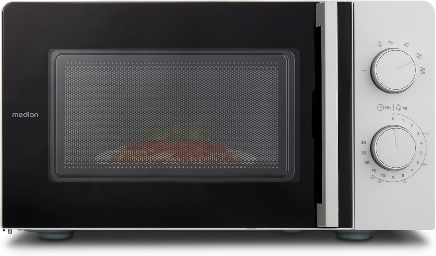 MEDION Microwave Small (17 Litres, 700 Watt Compact and Space-Saving, 5 Microwave Levels, Defrost Function, Timer Function, MD12211) Light Grey [Model 2025]