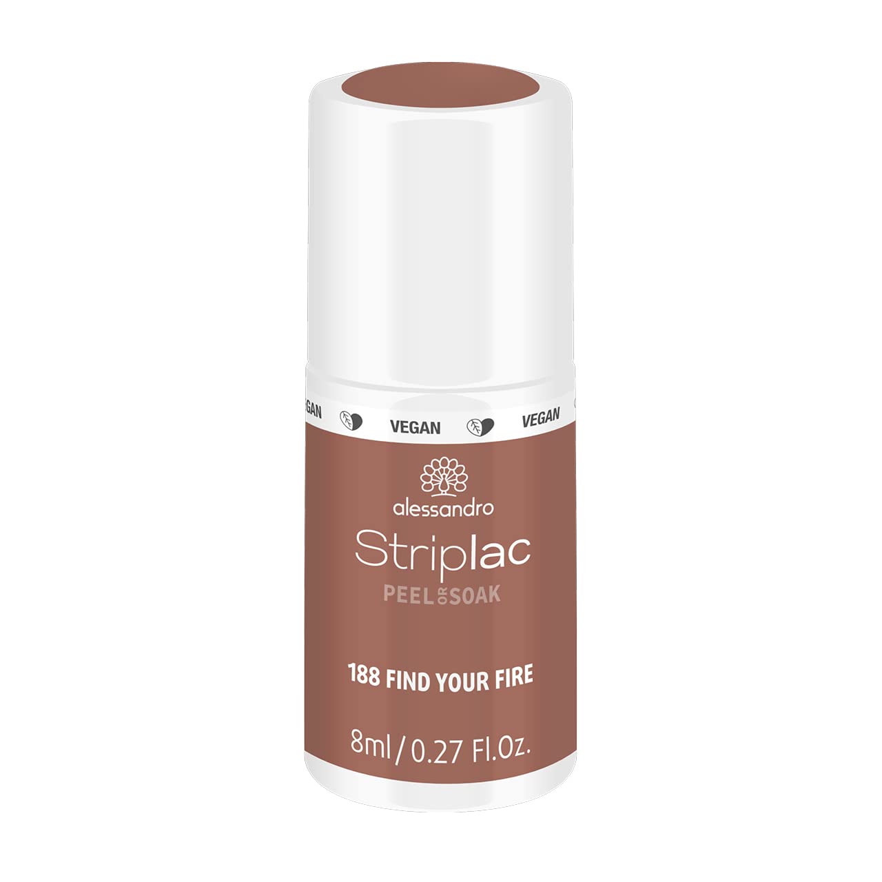 alessandro Striplac Peel or Soak Find Your Fire - Vegan - LED Nail Polish in Earthy Shimmering Tone - For Perfect Nails in 15 Minutes, 8 ml, ‎find