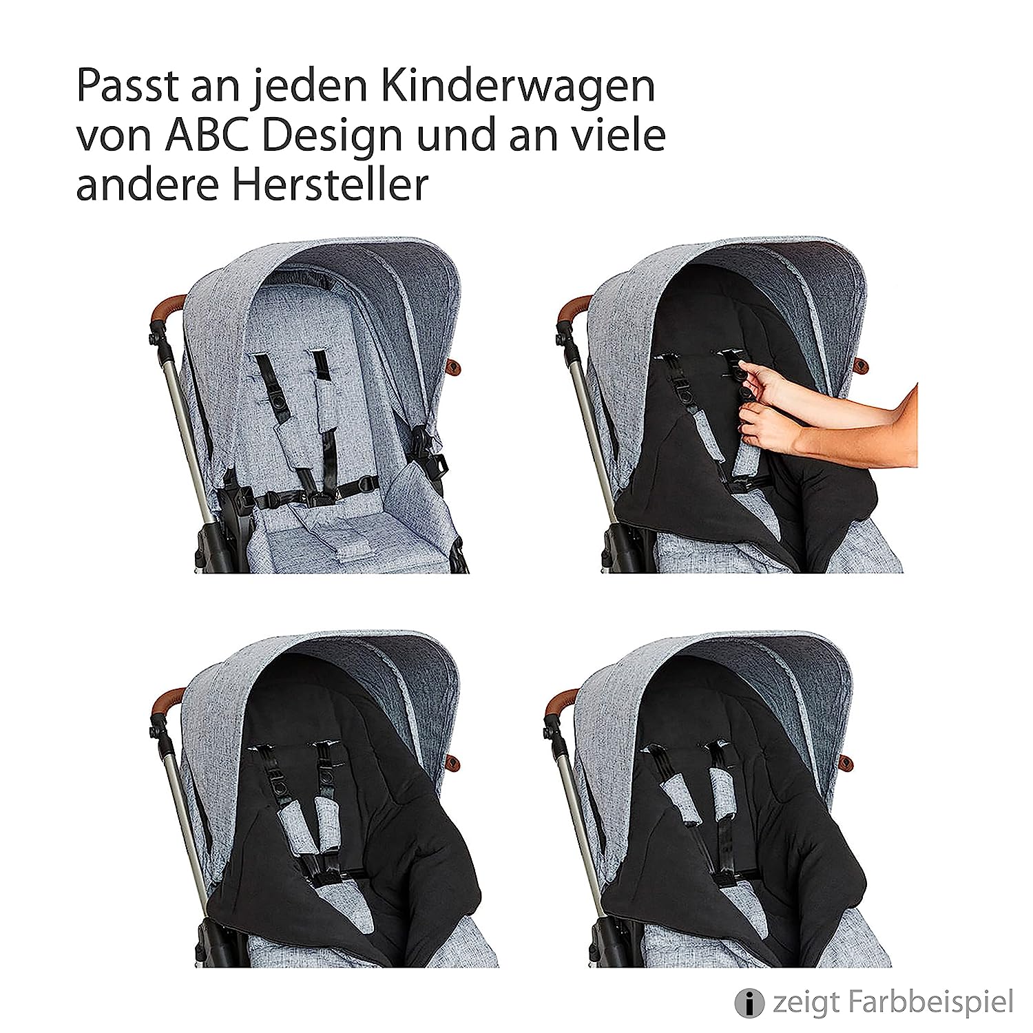 ABC Design Winter foot muff - padded foot muff for cooler temperatures - variable adjustment to the strap of the pram (black)