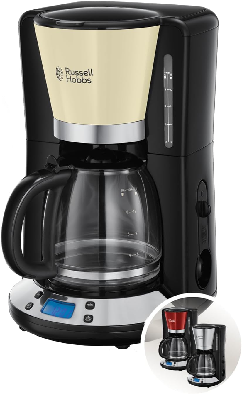 Russell Hobbs Colours+ Digital Coffee Machine Cream Programmable Timer, cream