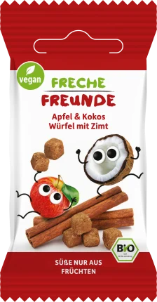 FRECHE FREUNDE Children's snack apple & coconut cubes with cinnamon, from 3 years, 20 g