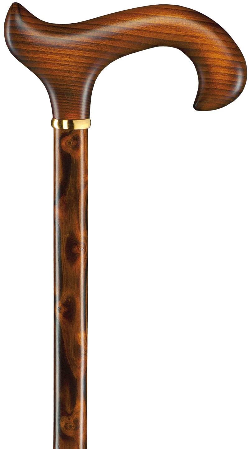 stockshop Designer Derby Walking Cane Polished Black Pin Wood, , , Brown,