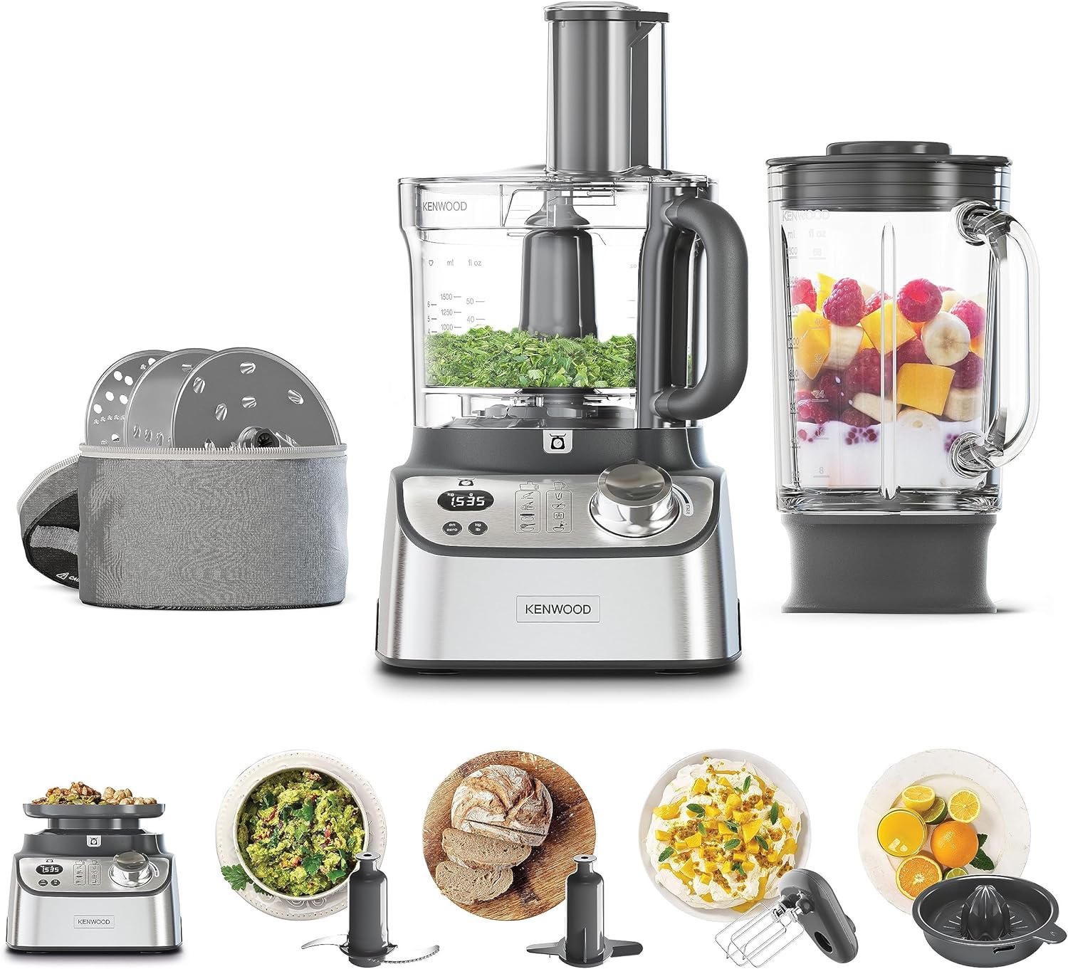 Kenwood Multipro Express FDM71.900SS Compact Food Processor, 3 Lites, Variable Speed ​​With Pulse Function, Integrated Digital Scale, Silver