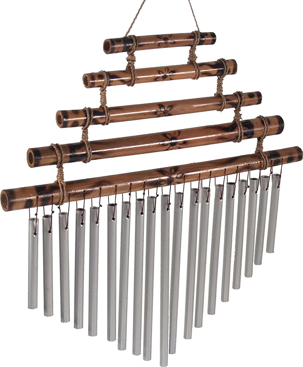 Guru-Shop Aluminium Wind Chime With Carving Version 1 25 X 50 X 2 Cm Wind C