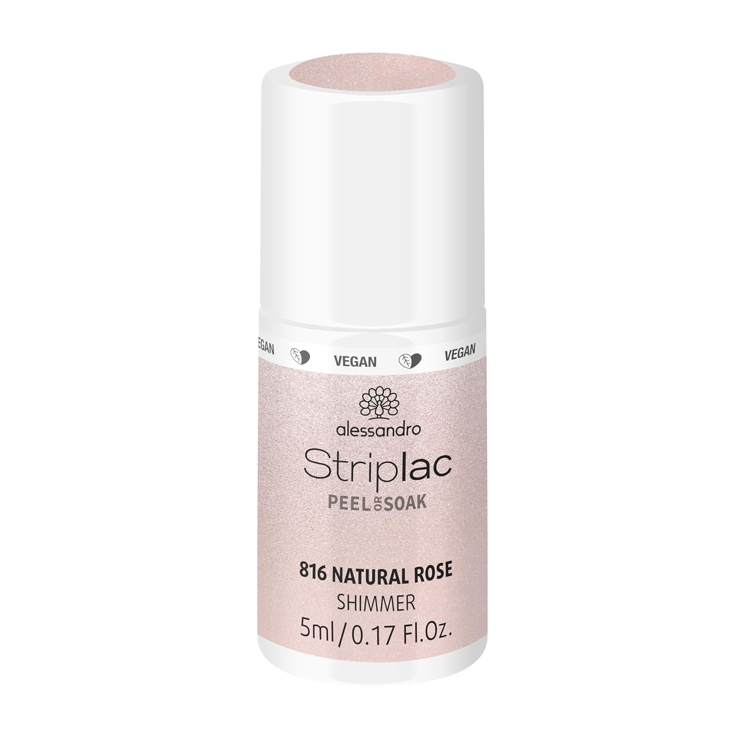 Alessandro Striplac peel or soak - flower chrush - natural rose shimmer - glitter rose - vegan - led nail polish in shimmering pink - for perfect nails in 15 minutes, 5 ml