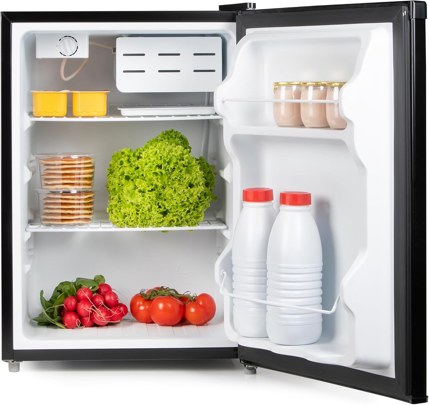 PRIMO PR155FR Freestanding Table Top Fridge - Includes 2 Shelves and 2 Door Shelves - Adjustable Door Rotation - 65 L - Black