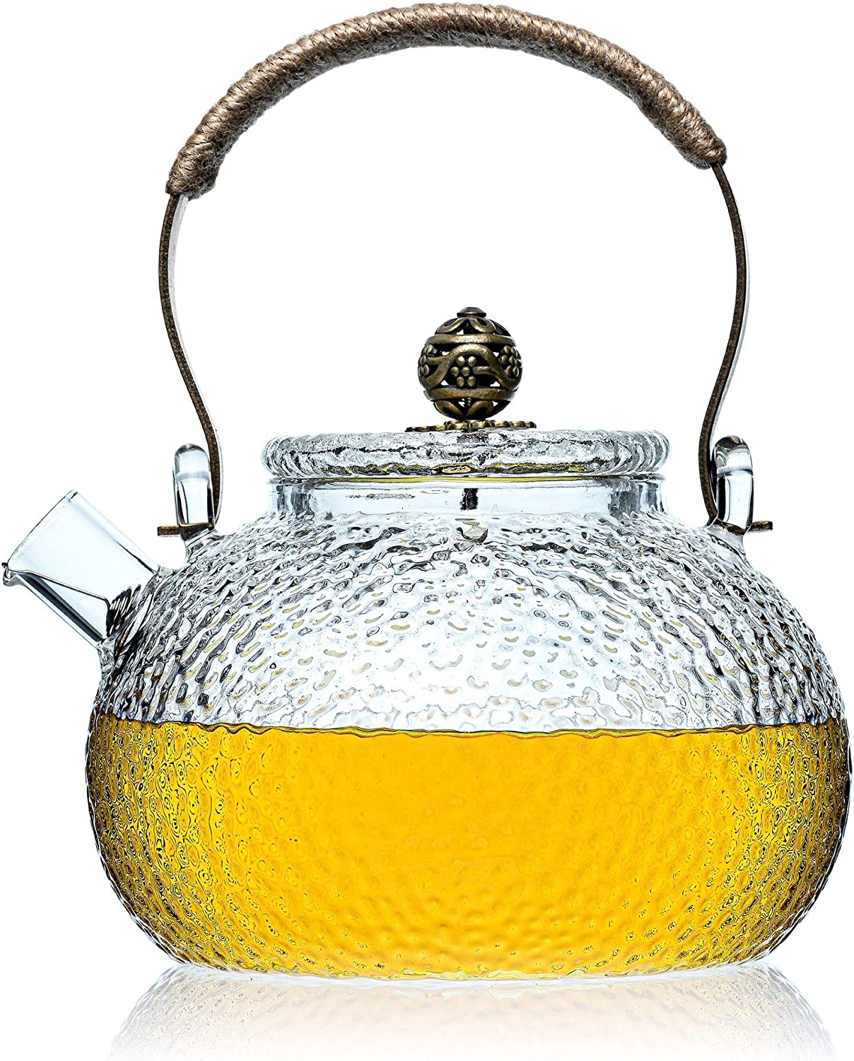 Valley of Tea Teapot Glass with Strainer Insert Strainer - Teapot for Loose Tea - Clear Glass Infuser or Diffuser for Tea Preparation 550 ml