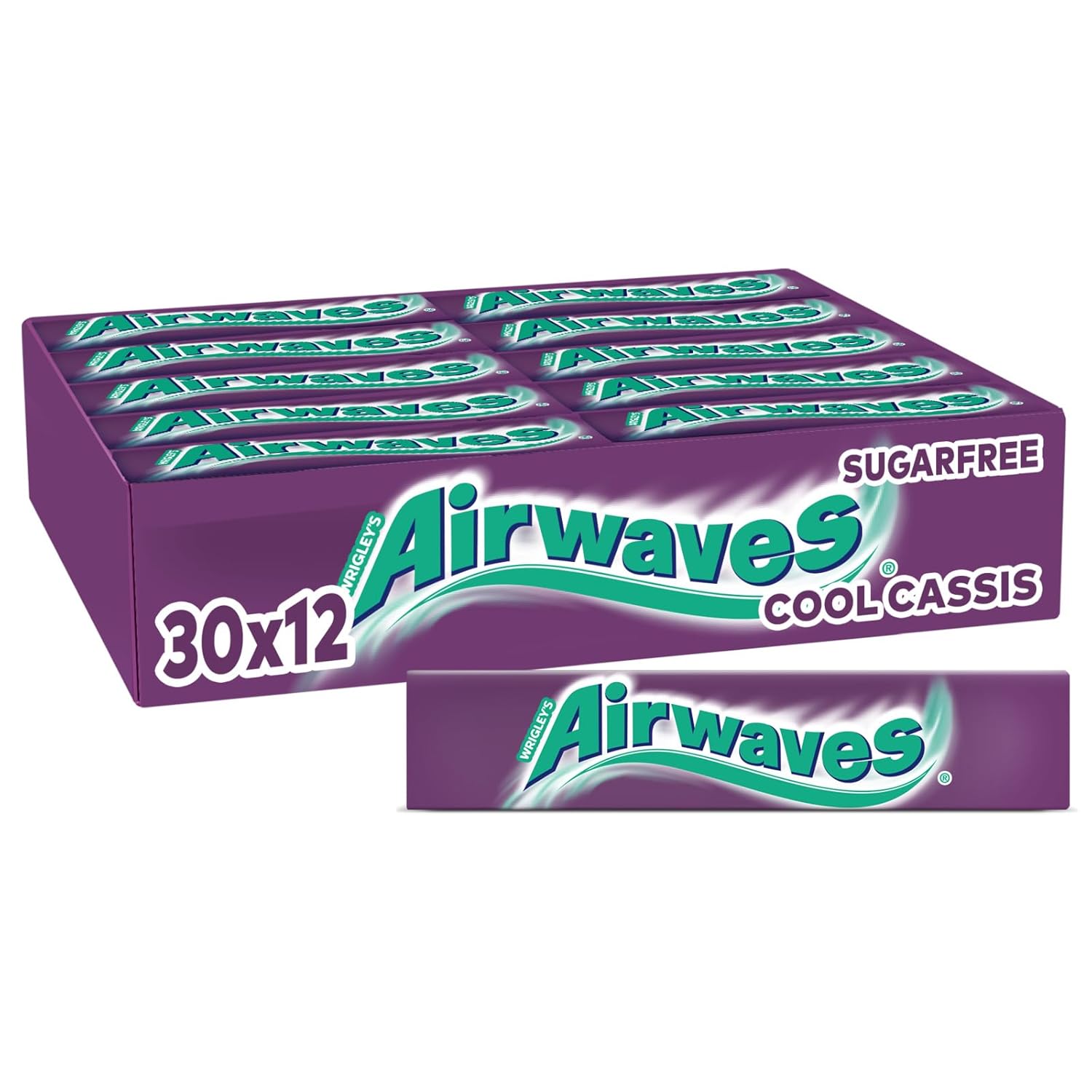AIRWAVES Store Airwaves Cool Cassis, Sugar-free Chewing Gum, For Fresh Breath and Fresh Kick, Mint Fresh & Currant Flavor, Airwaves Chewing Gum Bulk Pack, 30 Packs of 12 pieces of gum