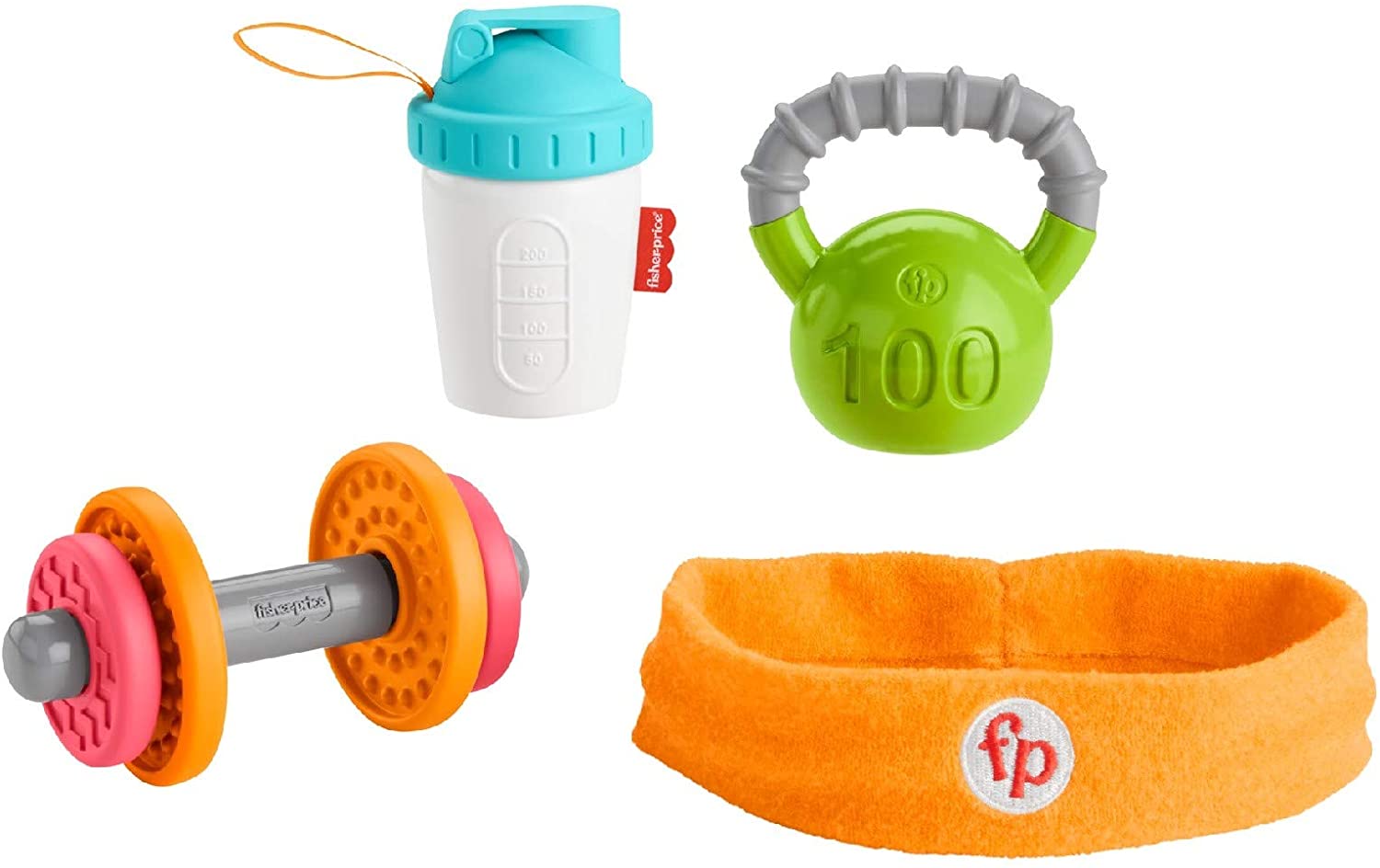 Fisher-Price GJD49 Fisher-Price Sports Fun Rattle and Teether Ring, Set of 4 Toys for Babies