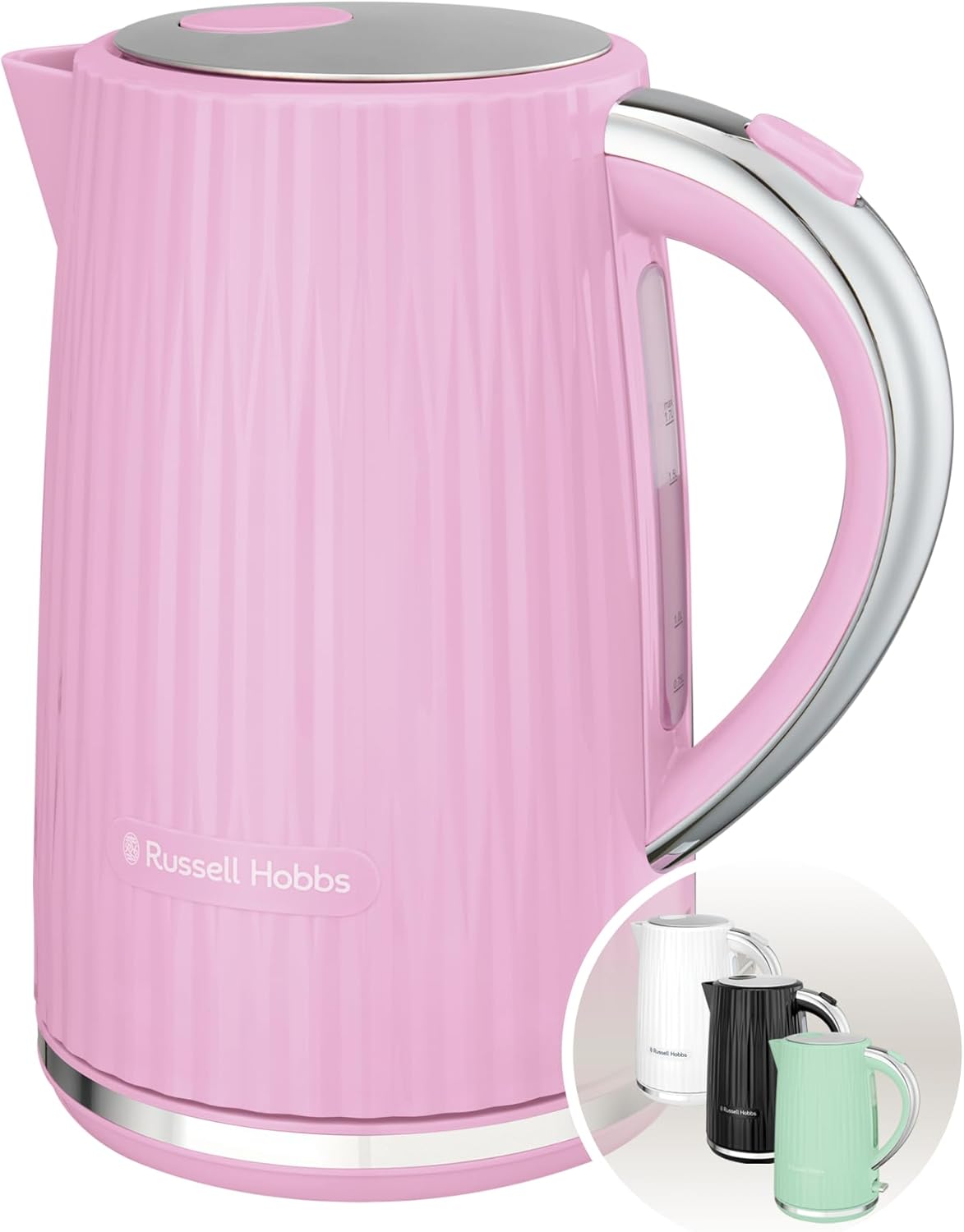 Russell Hobbs Kettle [1.7 L 2400 W] Eden Raspberry, Stainless Steel Accents (Removable Limescale Filter, Lid Opening at the Touch of a Button, Water Level Indicator, Luminous Switch, BPA-Free) Tea