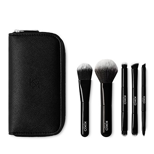 KIKO Milano Travel Brush Set | Travel Pochette with 5 Professional Brushes, 