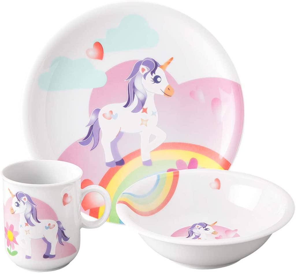 Seltmann Weiden 001.741861 Compact My Little Unicorn Children\'s 3-Piece Set, Porcelain, Multi-Coloured