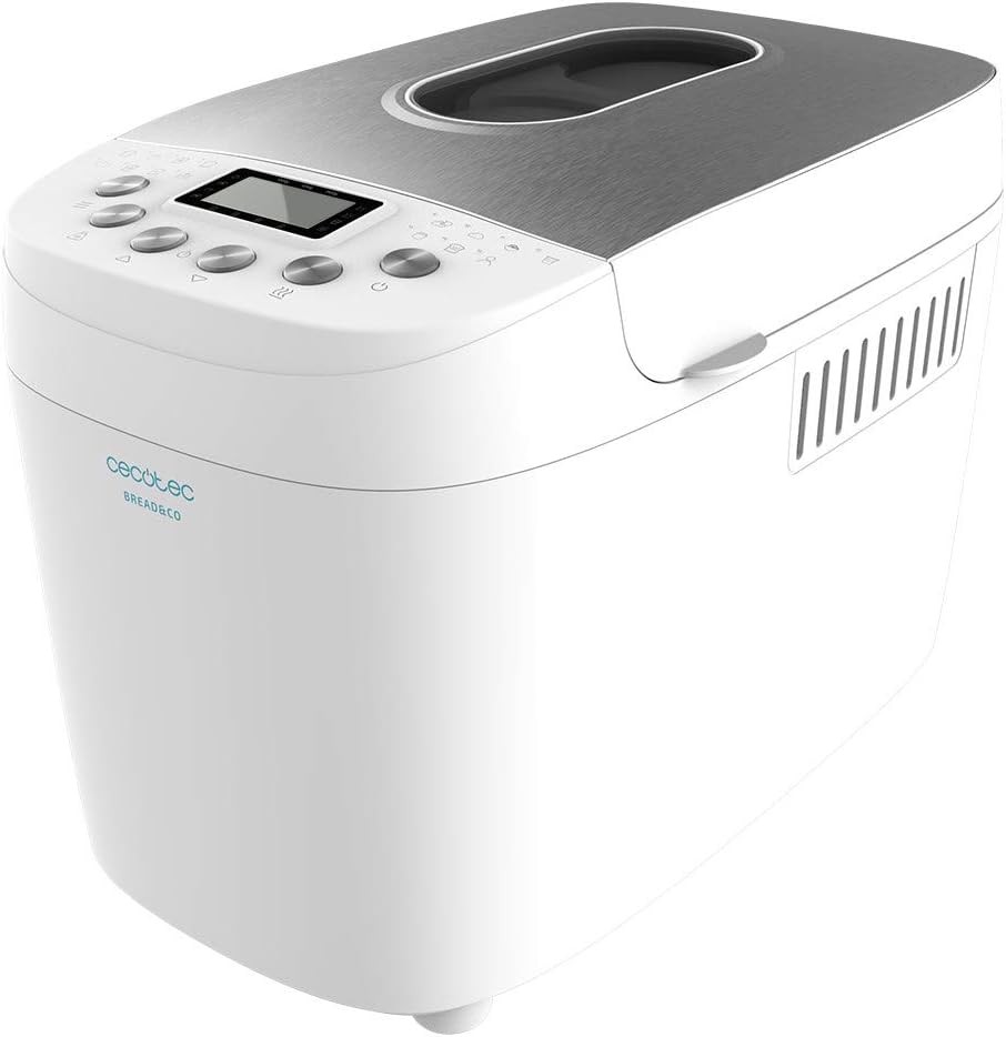 Cecotec Bread&Co 1500 PerfectCook Bread Maker 850 W, 1.5 kg, 15 Programmes, 15 Programmable Hours, 2 Resistors, Dishwasher Safe Tray, Recipe Book