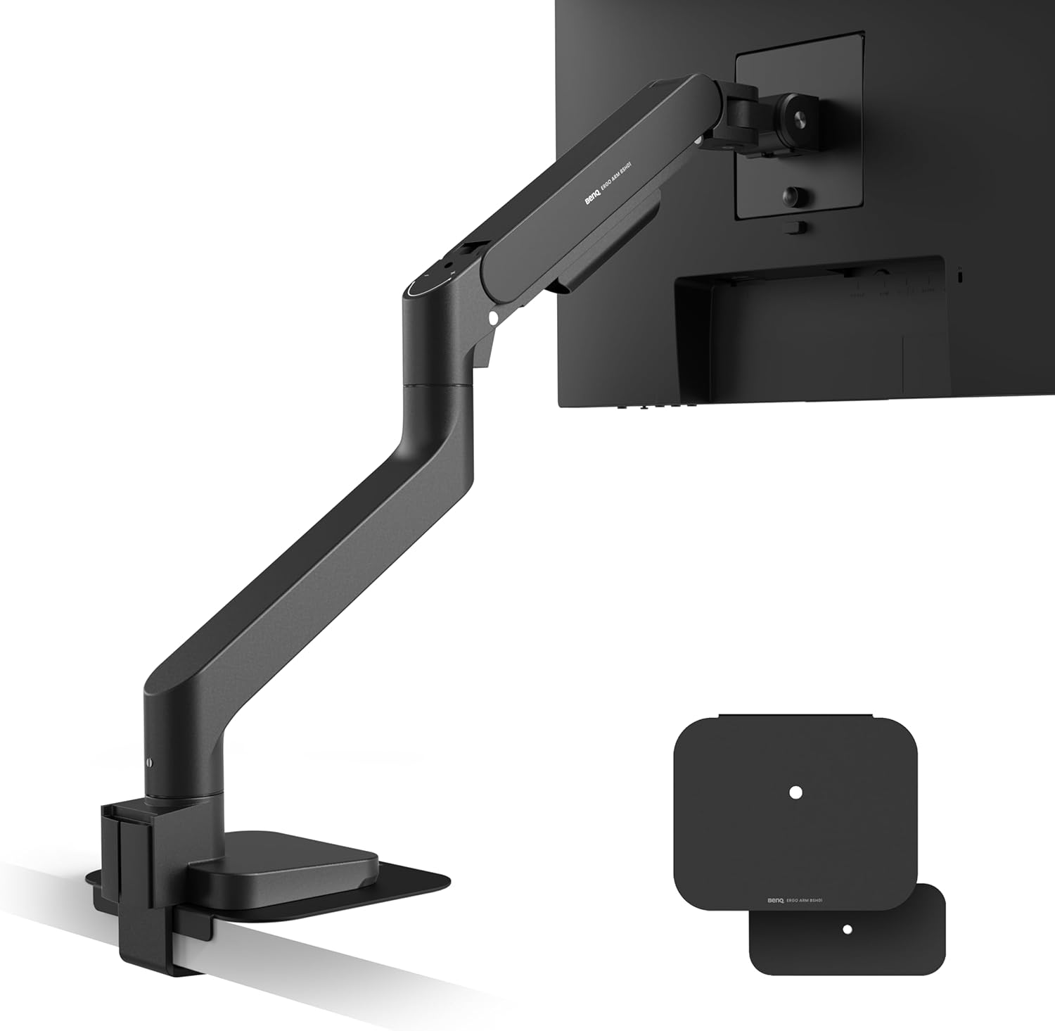 BenQ Store BenQ BSH01 Ergo Monitor Arm - Gas Spring Monitor Mount for up to 45 Inches & 20 kg, Sturdy Heavy Duty Construction, Quick Assembly, Clamp or Screw Mounting, VESA 75 x 75 & 100 x 100 mm