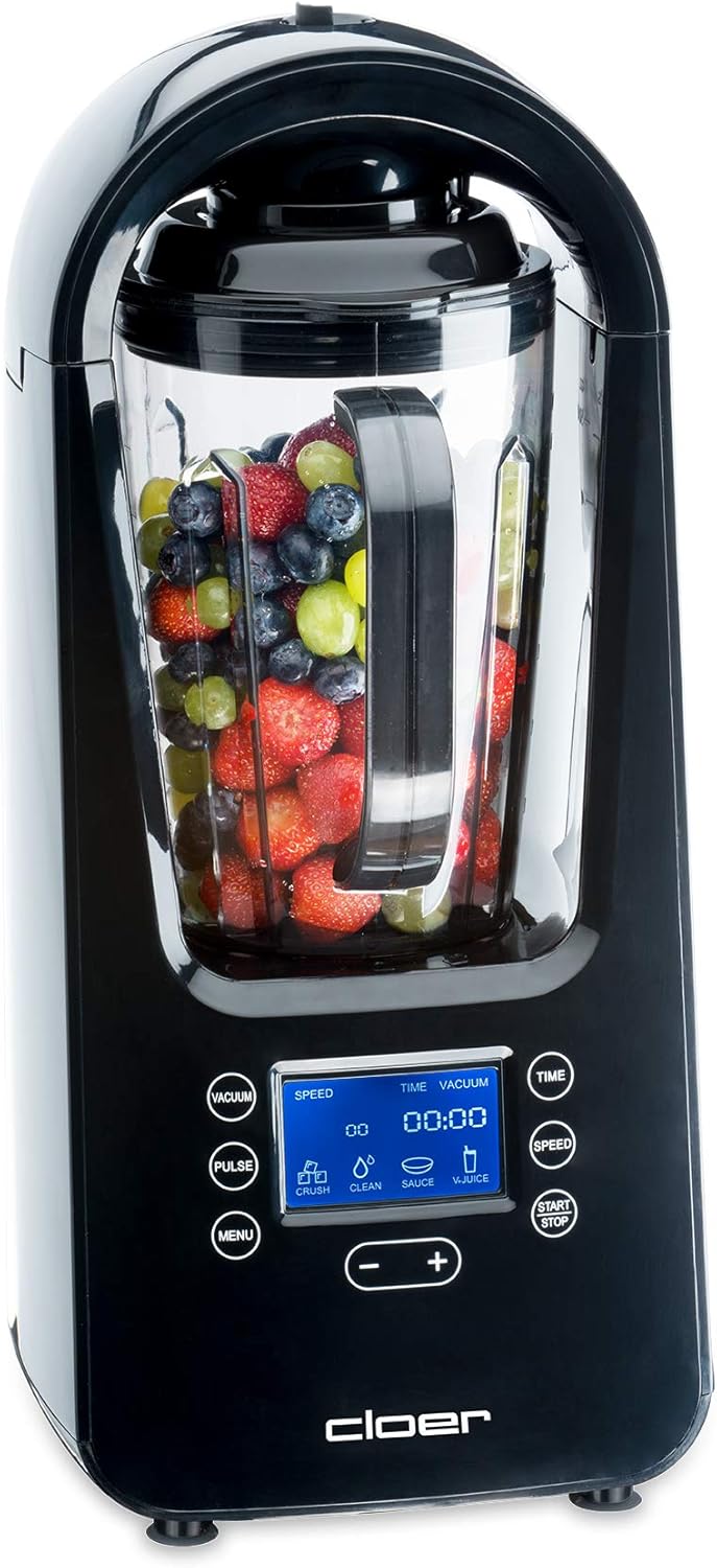 Cloer Store cloer 6980 Vacuum Blender / 800 Watt / 21,000 rpm / Includes Storage Container / Vacuum Valve / Automatic Programs / Ice Crush Function / Cleaning Function / Black 1500 ml