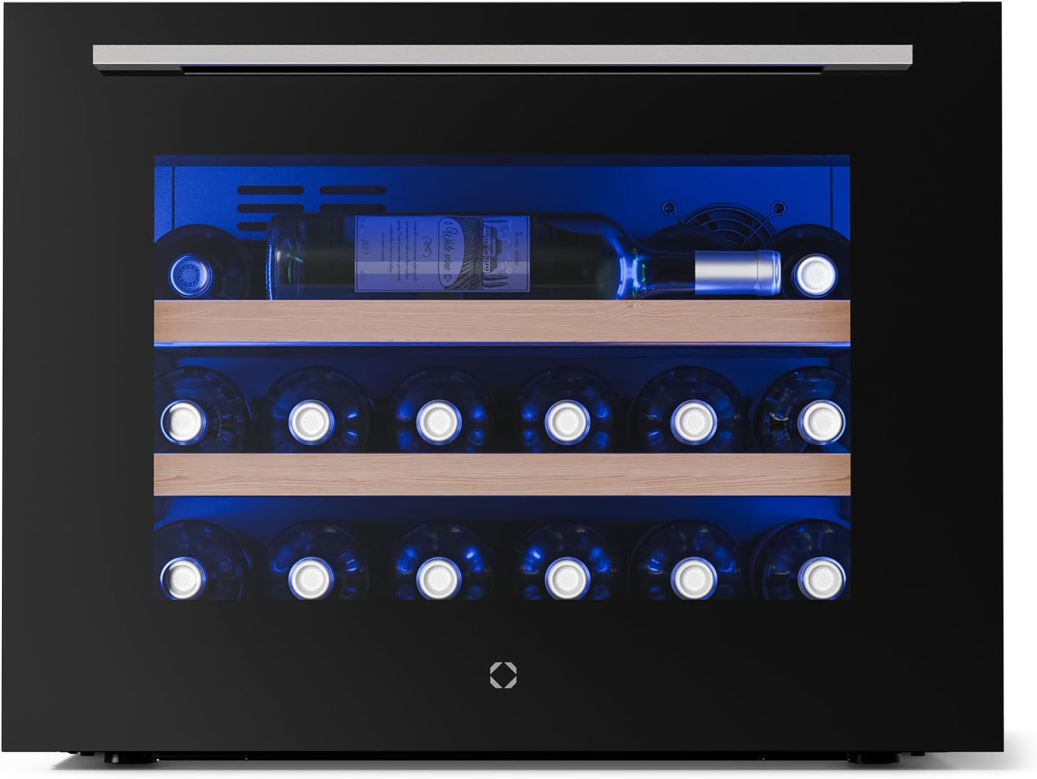 Klarstein Illuminosa Wine Fridge Built-In 19 Bottles, 1 Zone, 5-20°C, Touch, LED, UV Protection, Quiet, Beech Wood Shelves, Built-in Wine Fridge