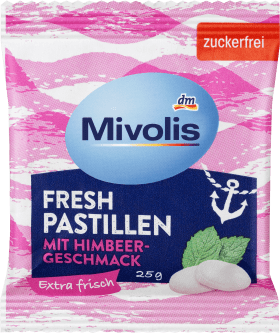 Mivolis Pastilles, raspberry, sugar-free, 25 g