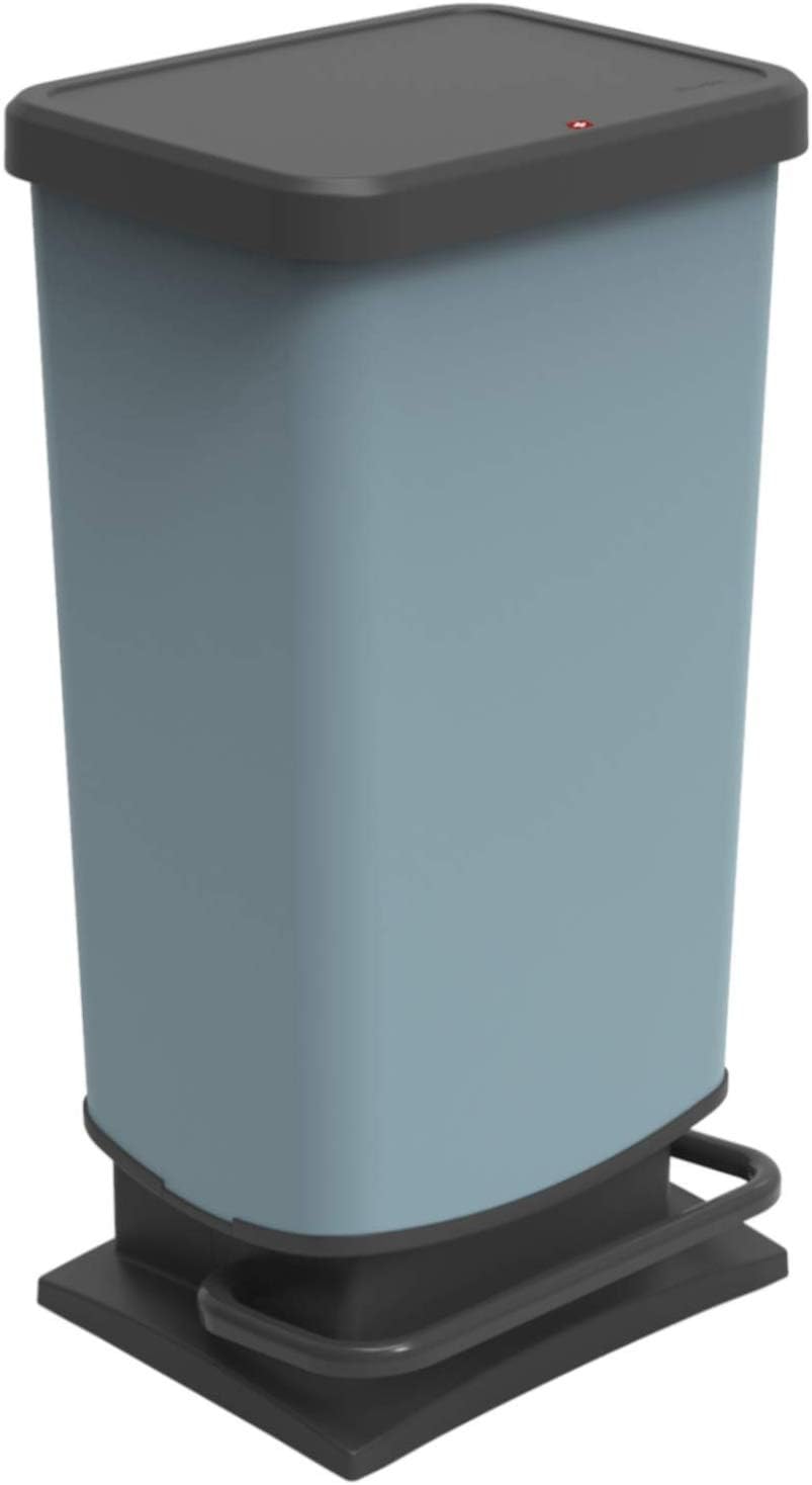 Rotho Paso 40-Litre Rubbish Bin with Lid, Blue, Plastic