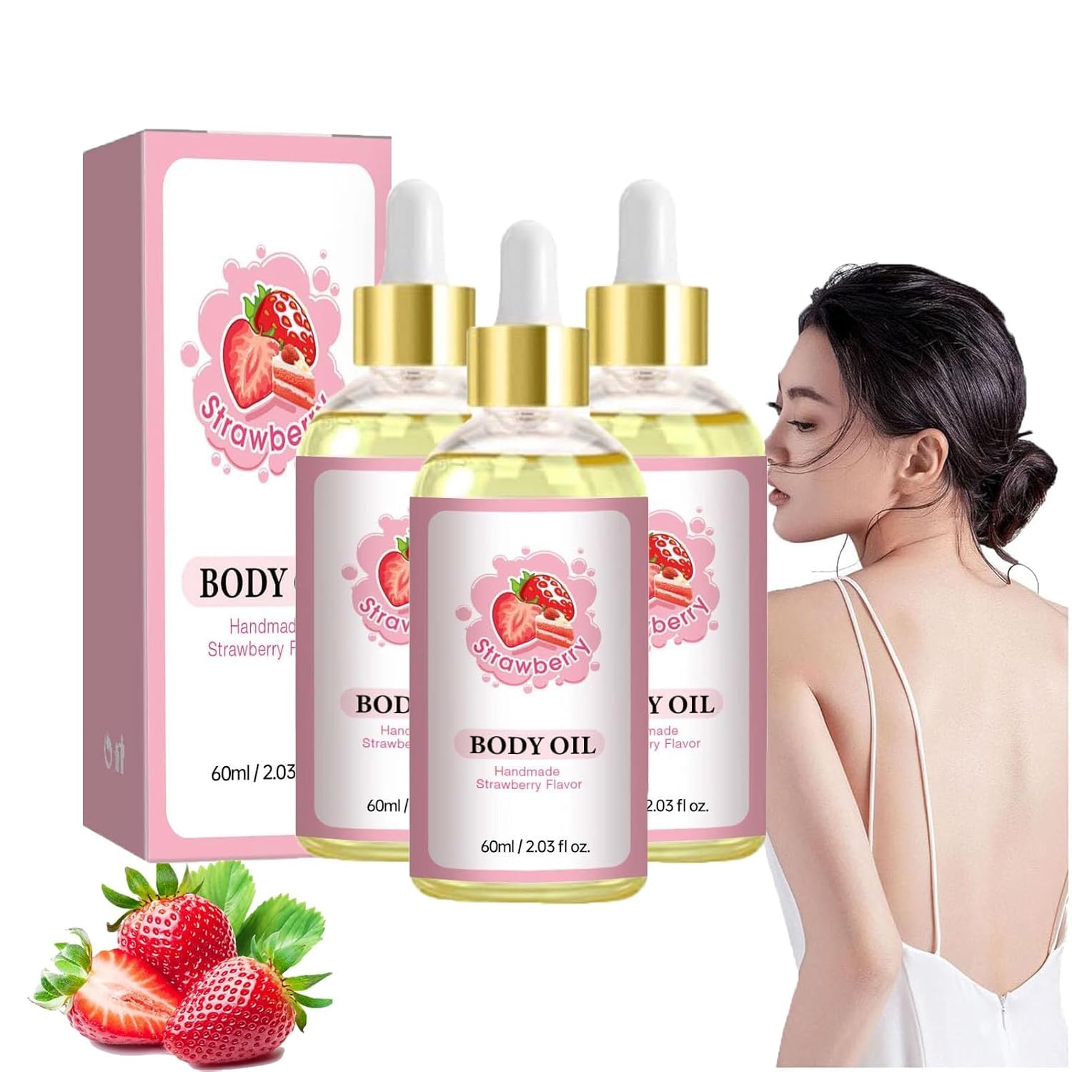 Generic Wild Plus Body Juice Oil with Strawberry Scented Handmade Body Oil for Dry Skin, Body Juice Oil for Aging Skin, Body Oil for Women (3 Pieces)