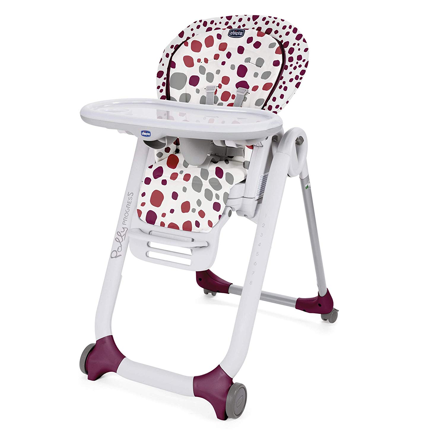 Chicco Polly Progres5 Adjustable High Chair from Birth to 3 Years (15 kg), Baby High Chair with Reclining Function and Booster Seat, with 4 Wheels and Compact Closure