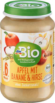 dmBio Fruit & Cereals Apple with banana and millet from the 6th month, Demeter, 190 g
