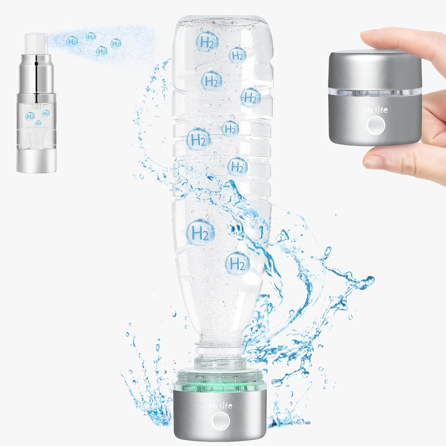 Hydrogen Water Generator SPE PEM Technology, Water Ioniser, Hydrogen Water Bottle Generator, Hydrogen Water Machine (Silver)