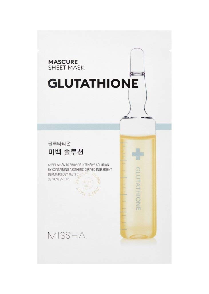 MISSHA Mascure Whitening Solution Sheet Mask GLUTATHIONE Face Mask Pack of 1