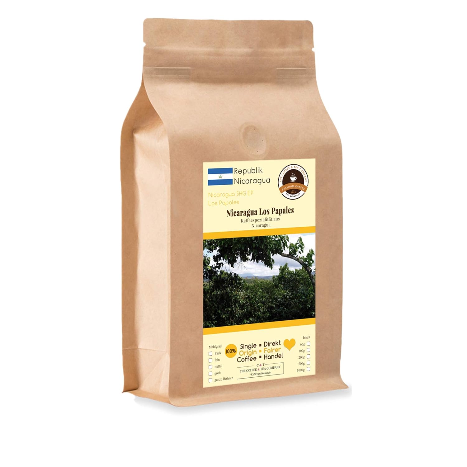Kaffee Globetrotter Coffee Globetrotter - Coffee with Heart - Nicaragua Los Papales - 200 g Medium Ground - for Coffee Filter Machine, Hand Filter - Top Coffee Fair Trade Supports Social Projects