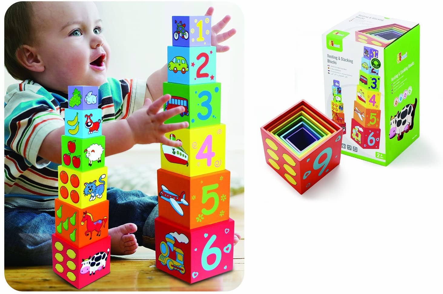 Viga Wooden Nesting And Stacking Blocks #59461