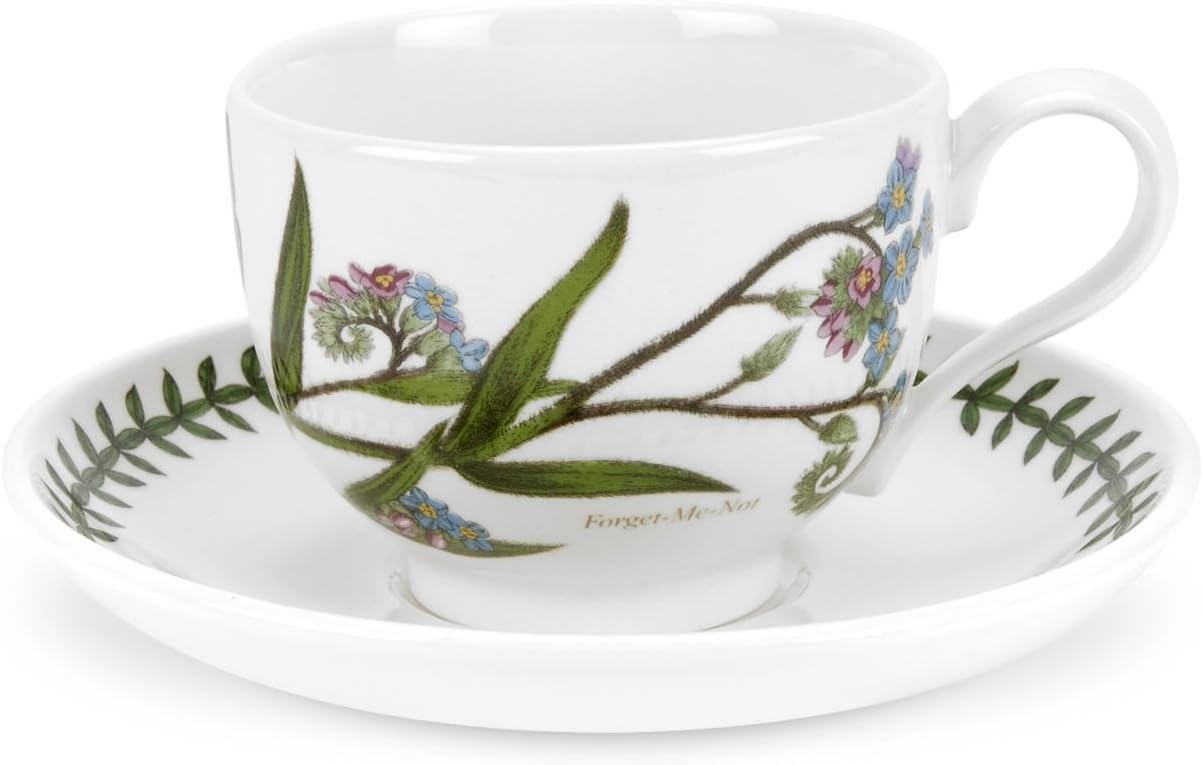 Portmeirion Botanic Garden - Tea Cup and Saucer Traditional Shape - Forget Me Not
