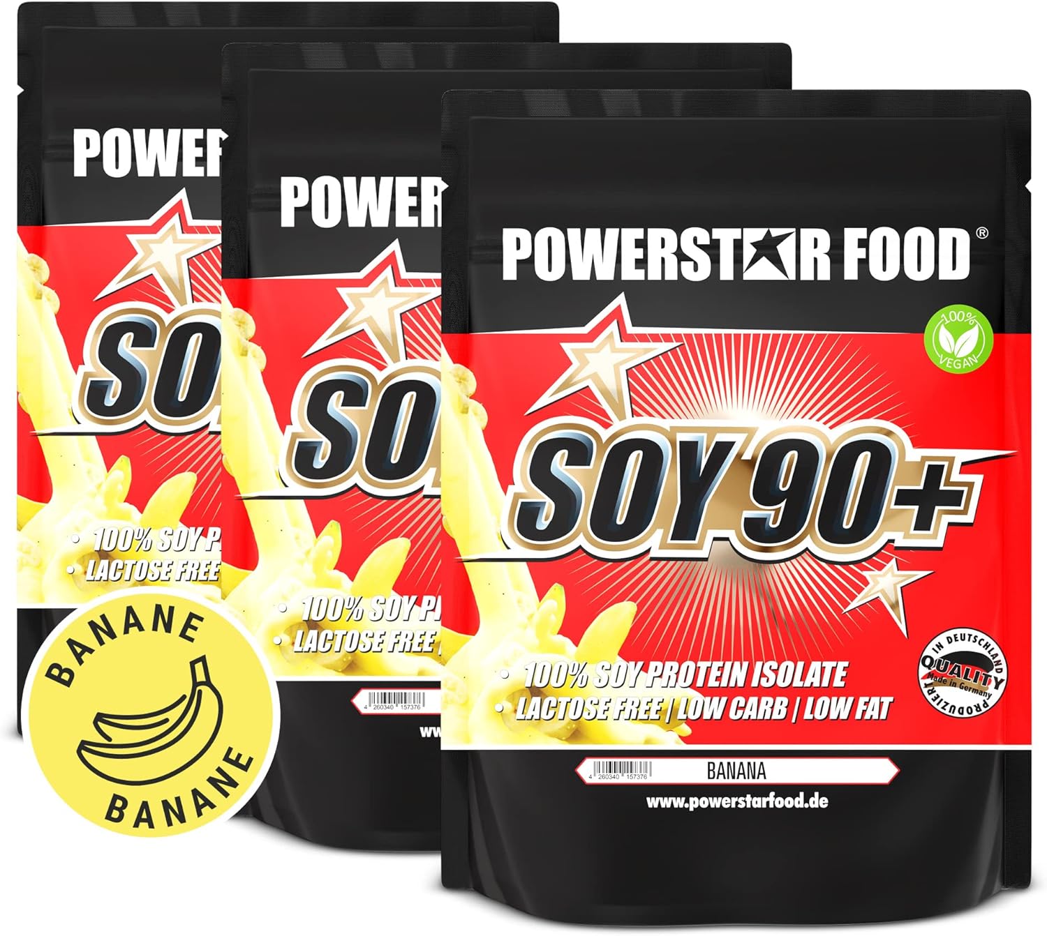 POWERSTAR FOOD Store Incomparable Superb Flavour, Pure Vegan Soy Protein Isolate, Soy 90+, Instantized, Non-GMO and Plant Estrogen Free. 1000 g) Powder, , , 3000g